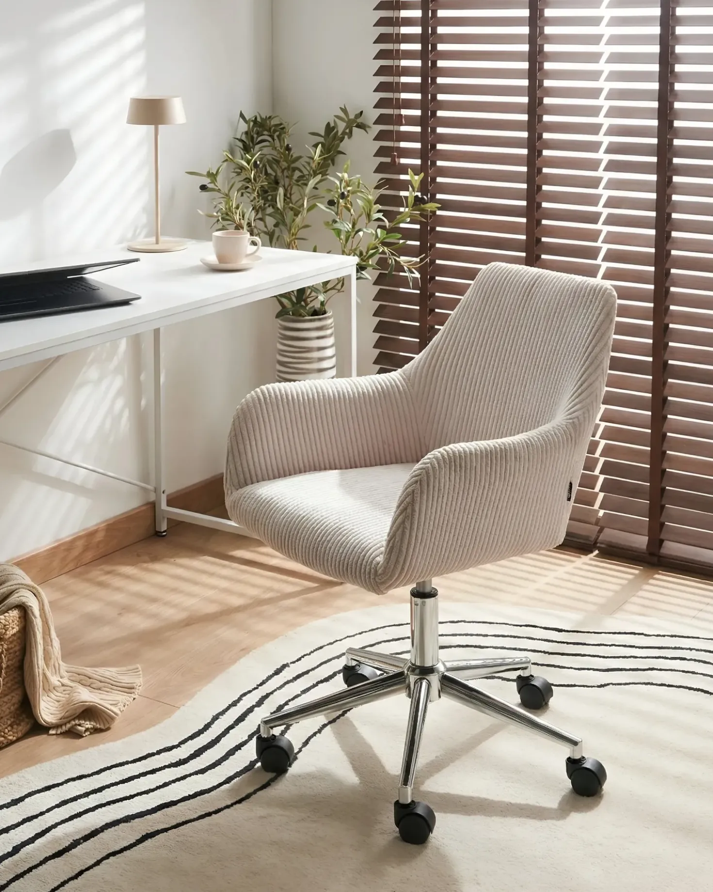 Sedia da ufficio WELLSTON Velluto a coste Beige chiaro