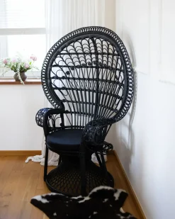 Sedia Peacock EMMANUELLE Rattan Nero