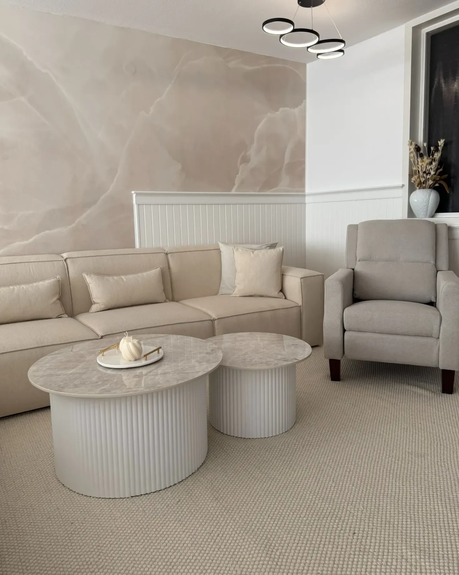 Sedia reclinabile EGERSUND Poggiapiedi a scomparsa Tessuto Beige chiaro