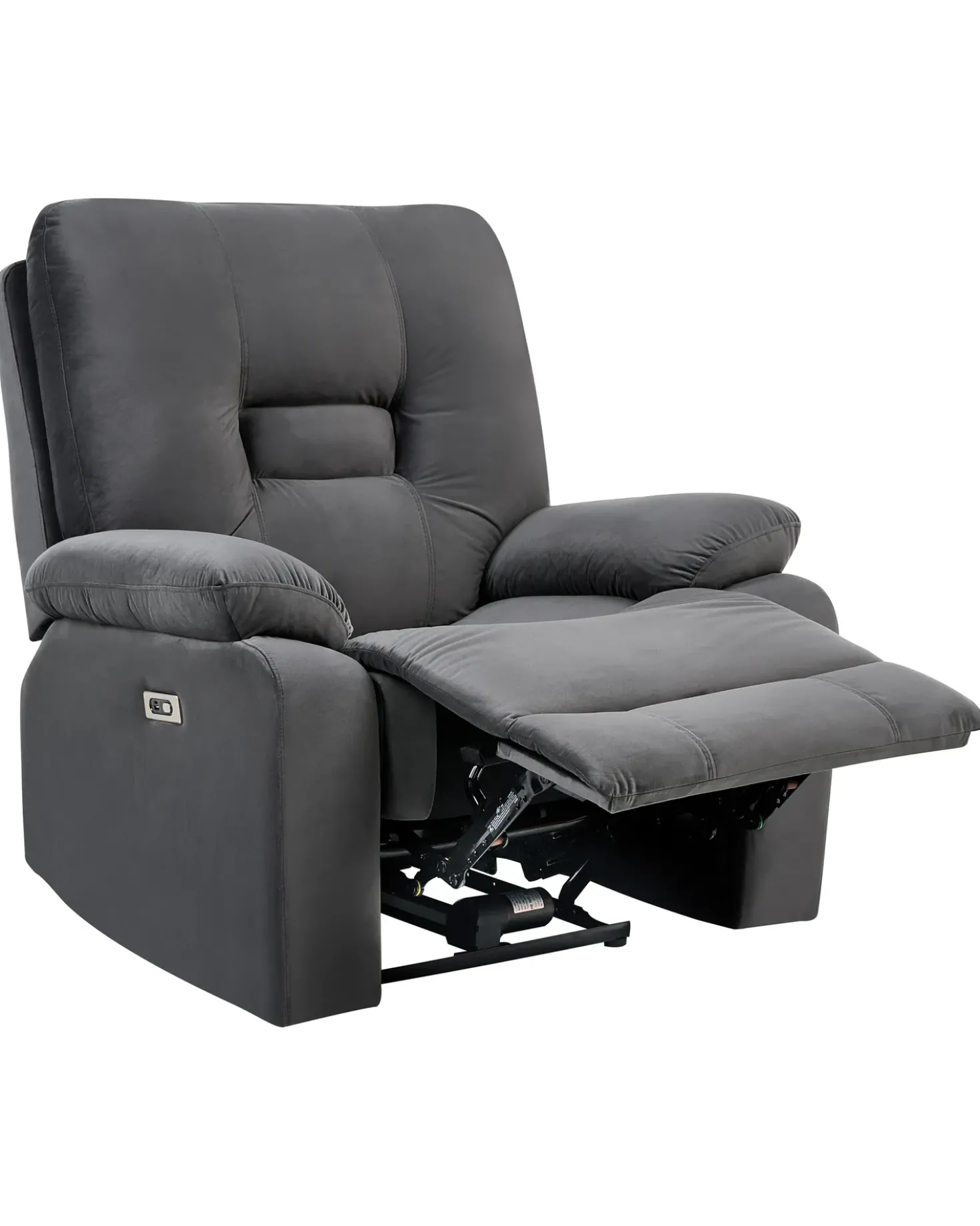 Sedia reclinabile elettrica BERGEN Velluto Grigio scuro