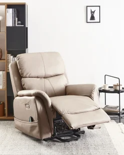 Sedia reclinabile elettrica GLORIE funzione massaggio Tessuto Tortora