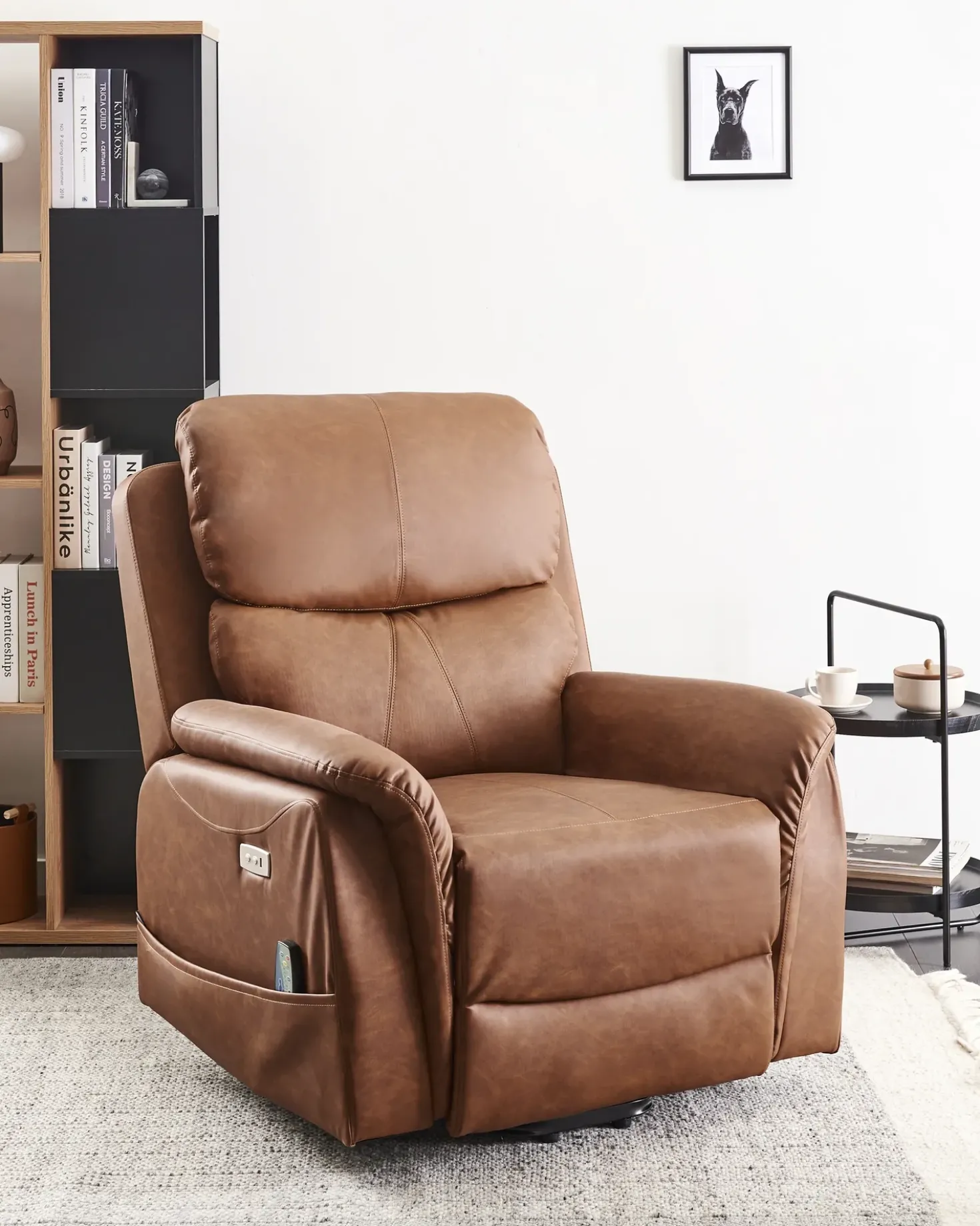Sedia reclinabile elettrica GLORIE funzione massaggio Pelle sintetica Marrone