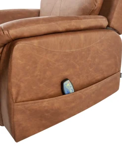 Sedia reclinabile elettrica GLORIE funzione massaggio Pelle sintetica Marrone