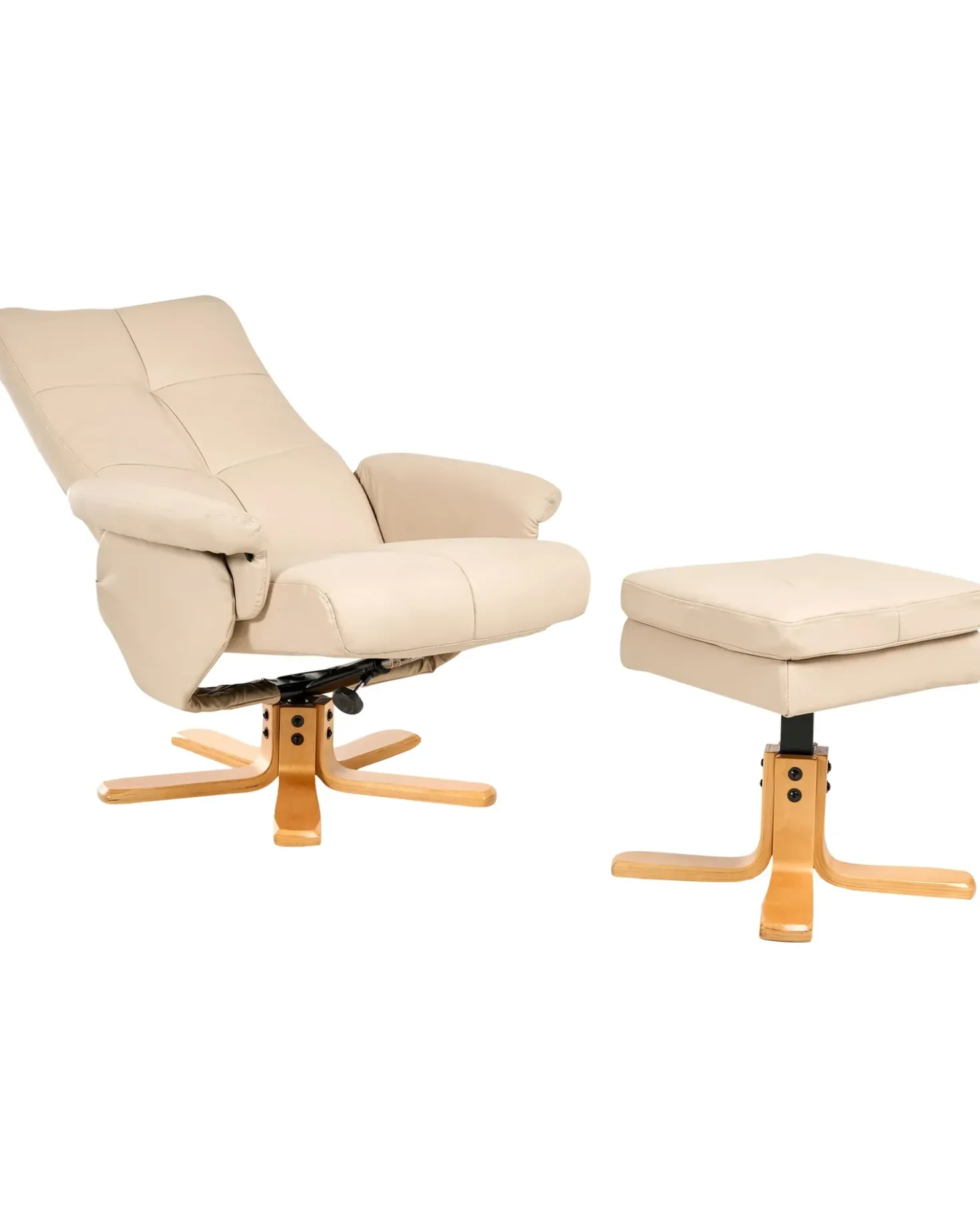 Sedia reclinabile EPSE con poggiapiedi Pelle sintetica Beige