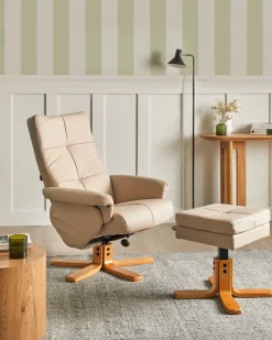 Sedia reclinabile EPSE con poggiapiedi Pelle sintetica Beige