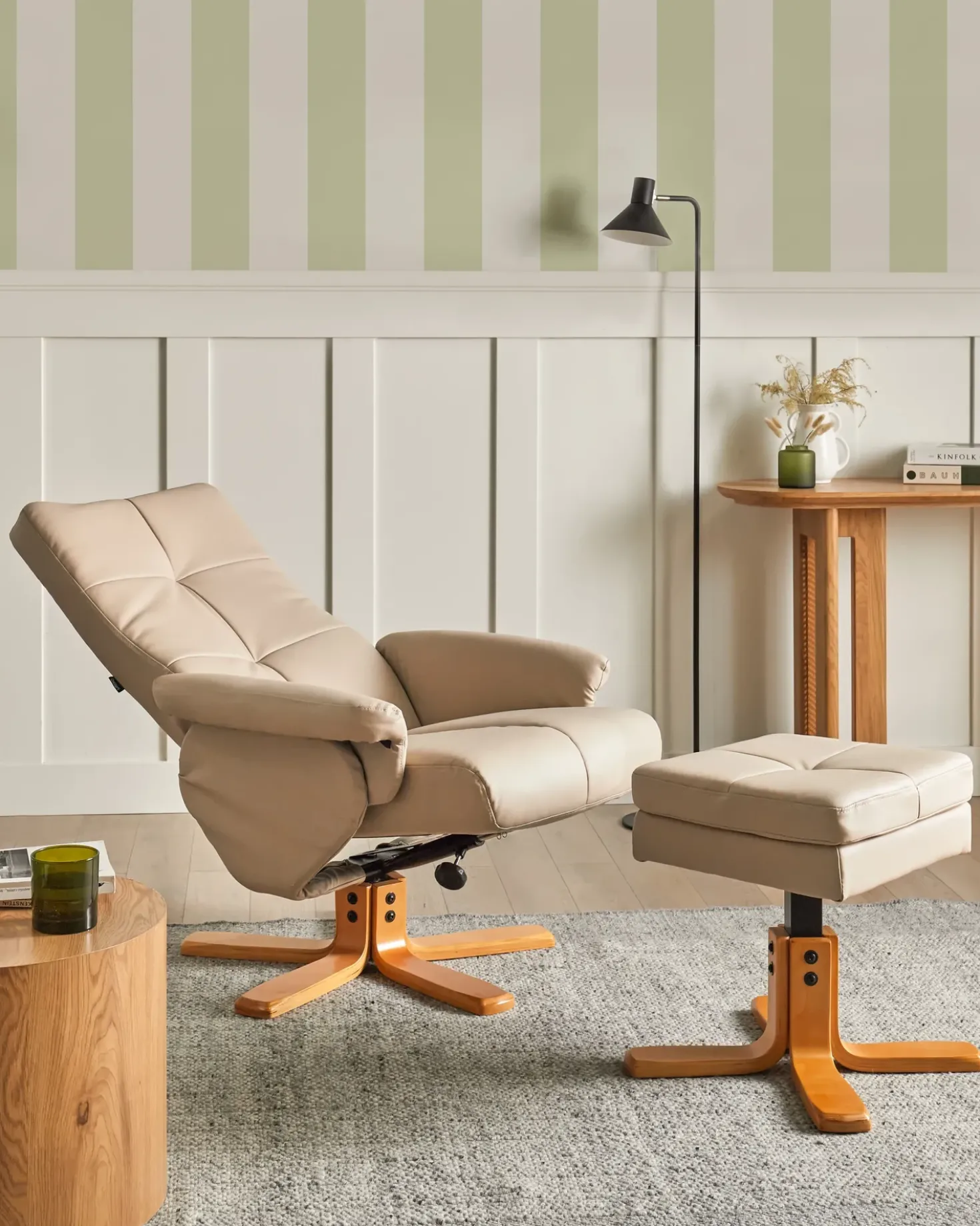 Sedia reclinabile EPSE con poggiapiedi Pelle sintetica Beige