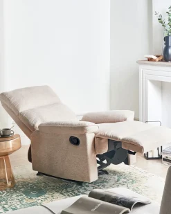 Sedia reclinabile EVERTON Poggiapiedi a scomparsa Tessuto Beige