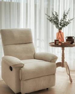 Sedia reclinabile EVERTON Poggiapiedi a scomparsa Tessuto Beige