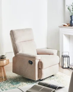 Sedia reclinabile EVERTON Poggiapiedi a scomparsa Tessuto Beige