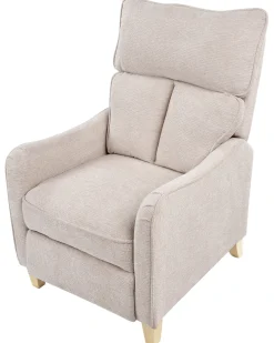 Sedia reclinabile ROYSTON Poggiapiedi a scomparsa Tessuto Beige