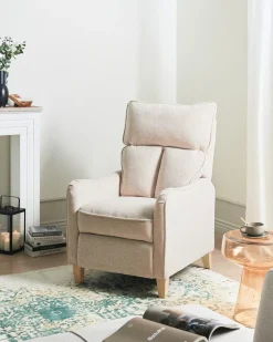 Sedia reclinabile ROYSTON Poggiapiedi a scomparsa Tessuto Beige