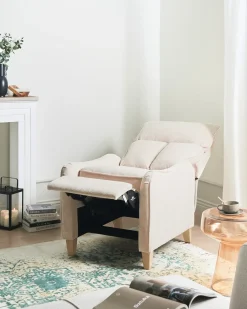 Sedia reclinabile ROYSTON Poggiapiedi a scomparsa Tessuto Beige