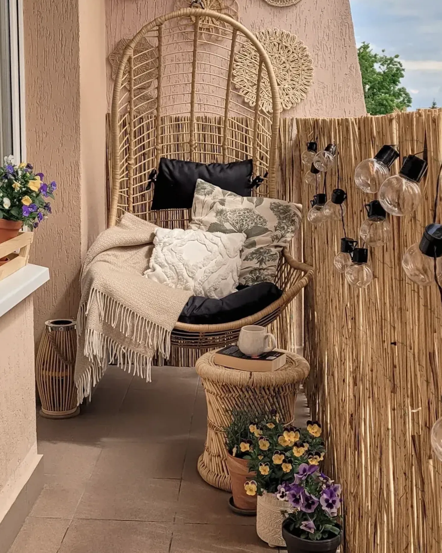 Sedia sospesa da fissare al soffitto PINETO Rattan sintetico (PE) Naturale