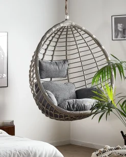 Sedia sospesa da fissare al soffitto TOLLO Rattan sintetico (PE) Grigio