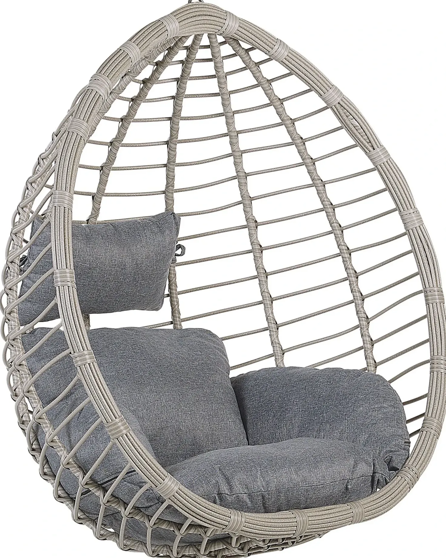 Sedia sospesa da fissare al soffitto TOLLO Rattan sintetico (PE) Grigio