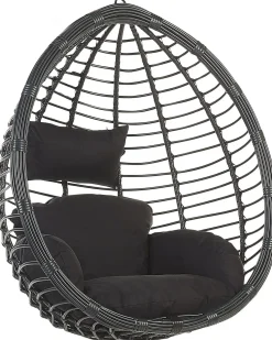 Sedia sospesa da fissare al soffitto TOLLO Rattan sintetico (PE) Nero