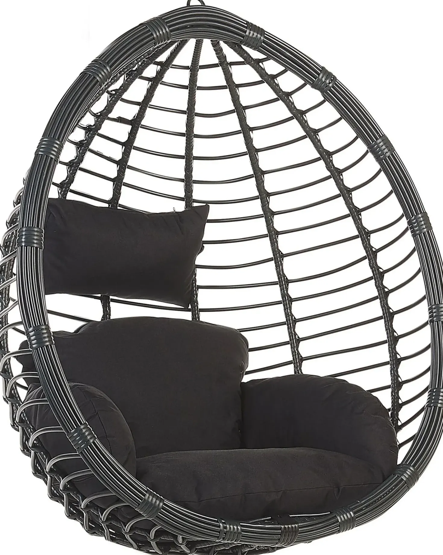 Sedia sospesa da fissare al soffitto TOLLO Rattan sintetico (PE) Nero