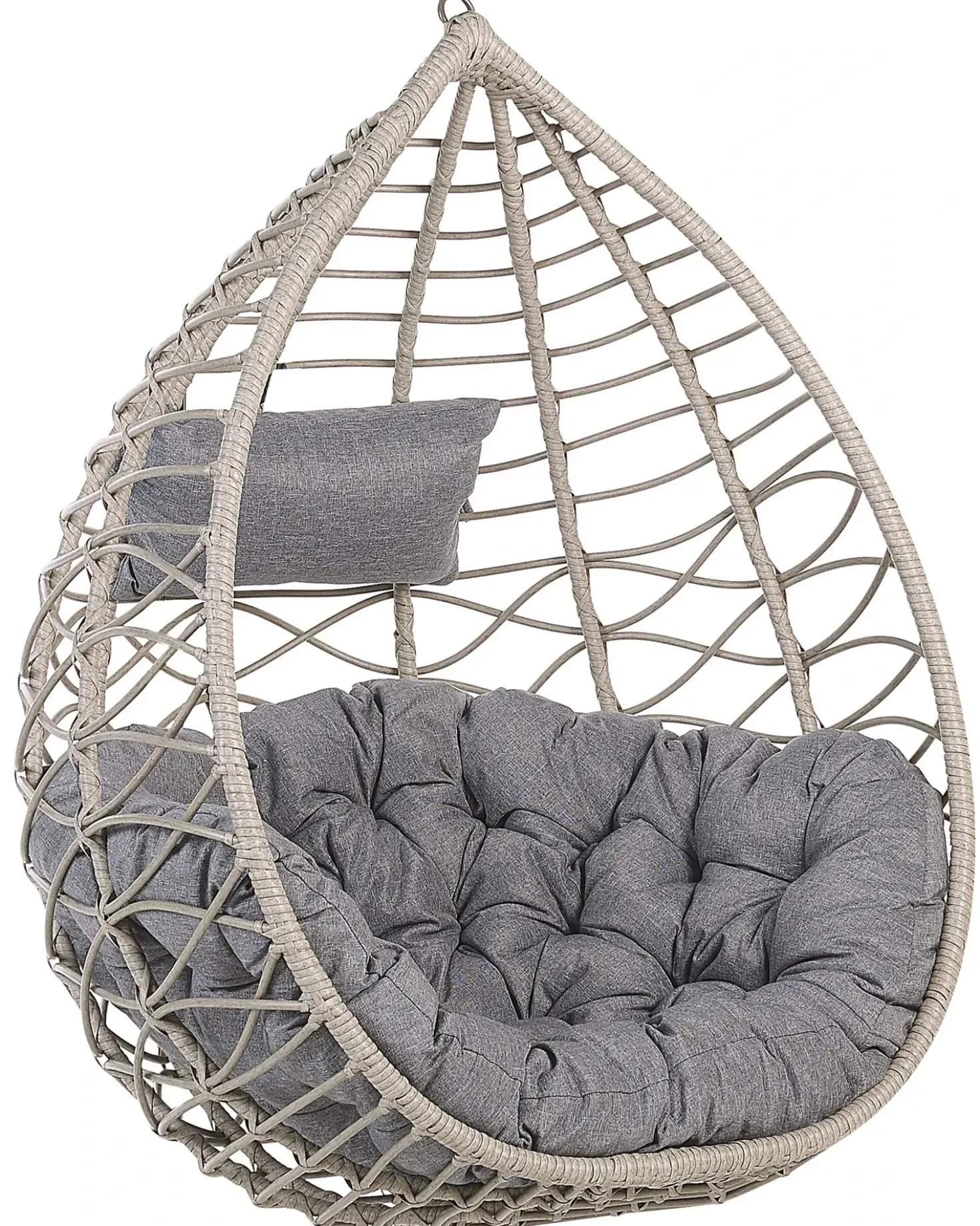 Sedia sospesa da fissare al soffitto ARSITA Rattan sintetico (PE) Grigio
