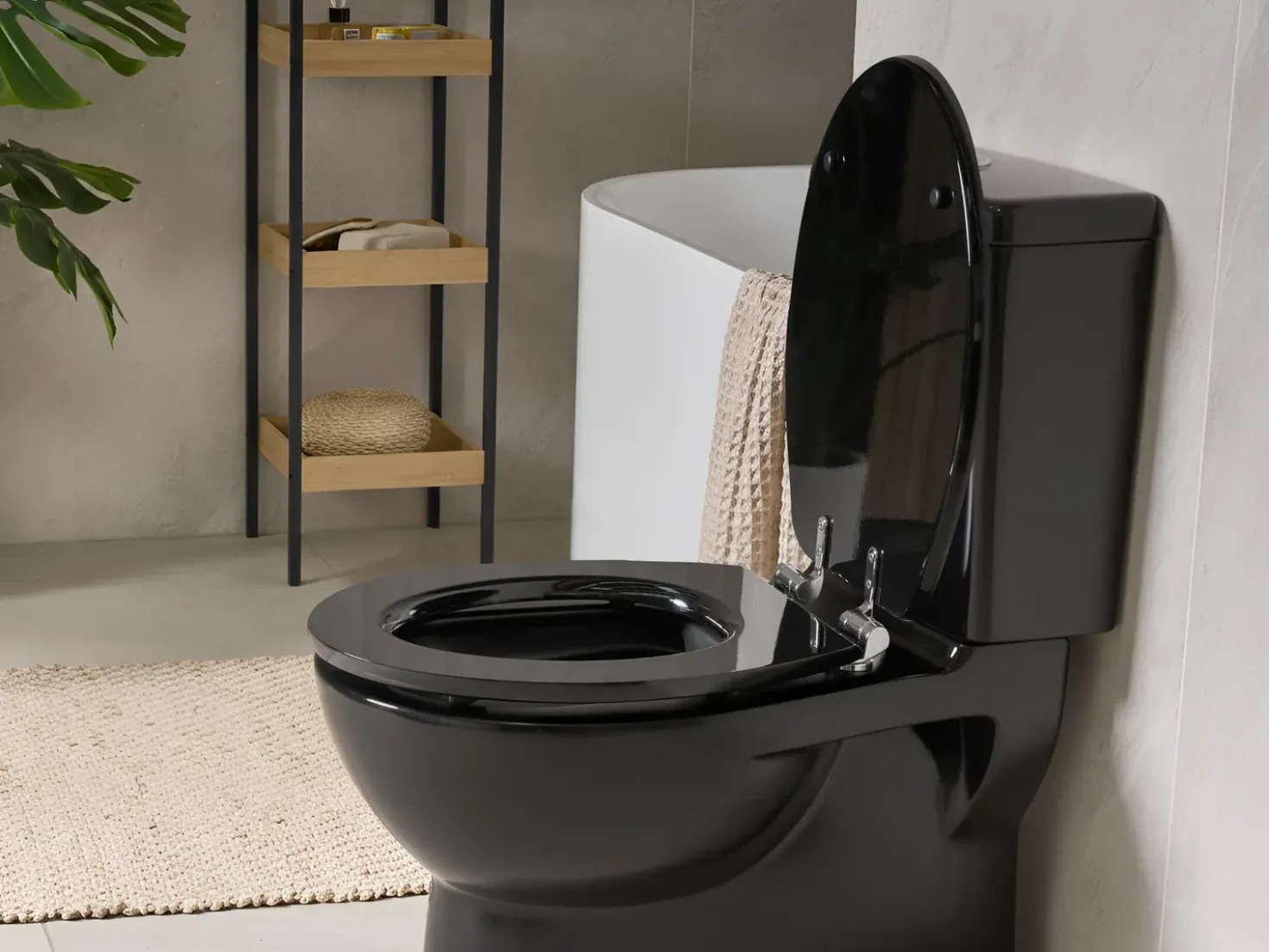 Sedile per WC INIRIDA Soft Close Fibra a media densità (MDF) Nero