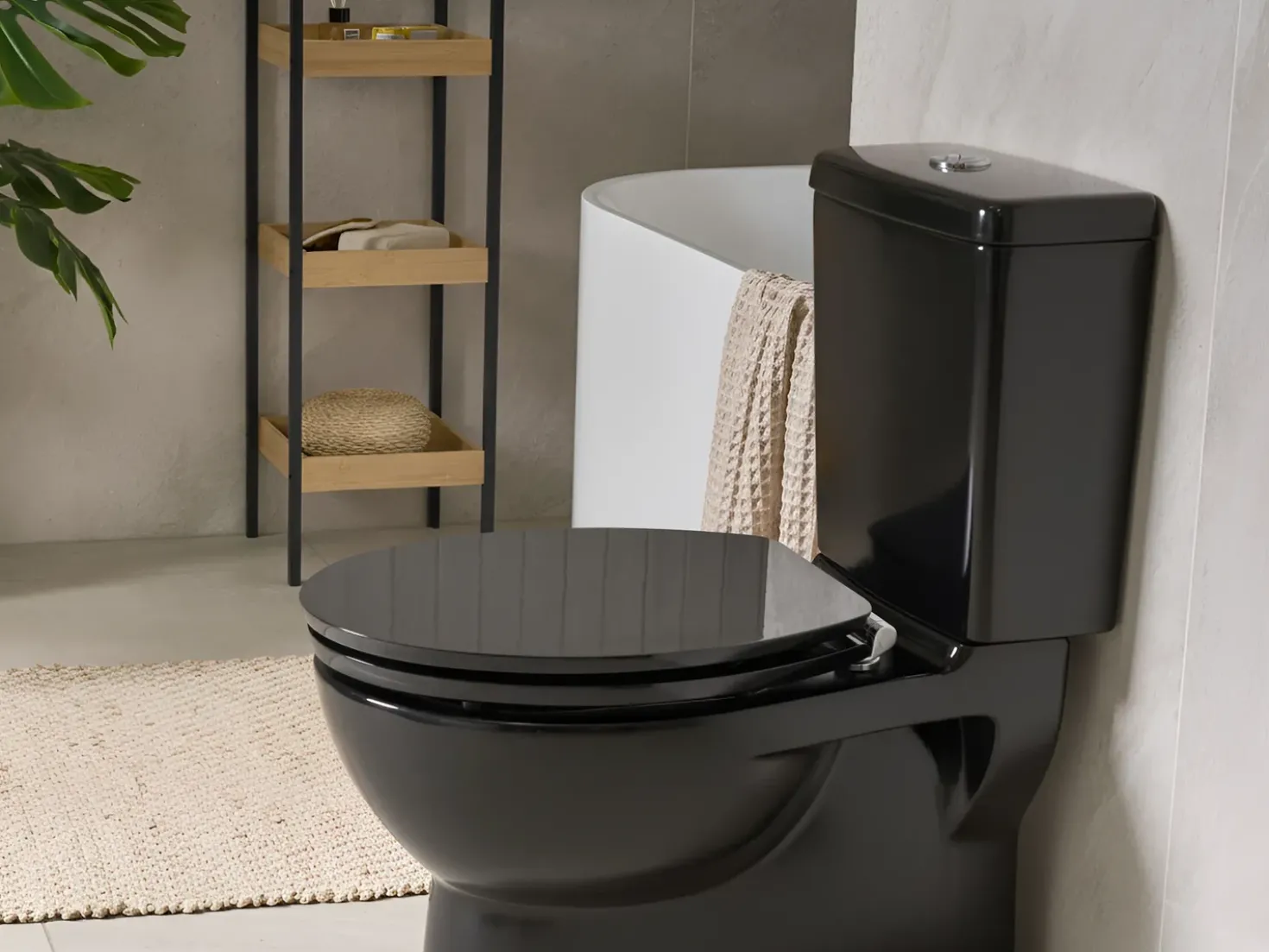 Sedile per WC INIRIDA Soft Close Fibra a media densità (MDF) Nero