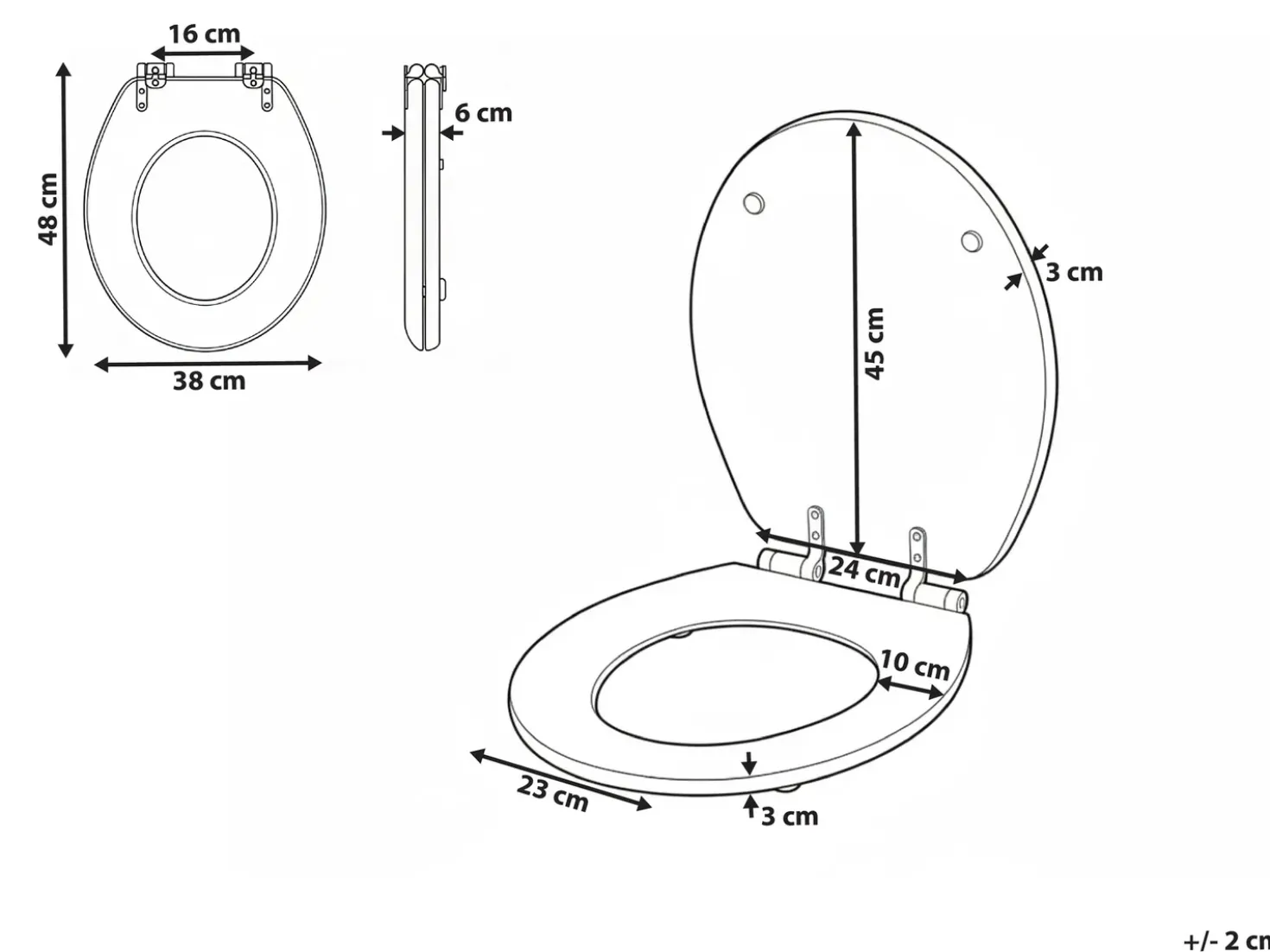 Sedile per WC INIRIDA Soft Close Fibra a media densità (MDF) Nero