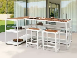 Set bar da giardino 2 posti AVETRANA Metallo Marrone/Bianco