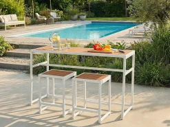 Set bar da giardino 2 posti AVETRANA Metallo Marrone/Bianco