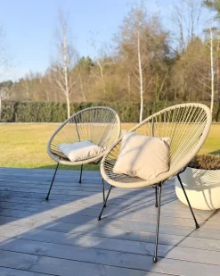 Set bistrot ACAPULCO II Rattan sintetico (PE) Grigio chiaro