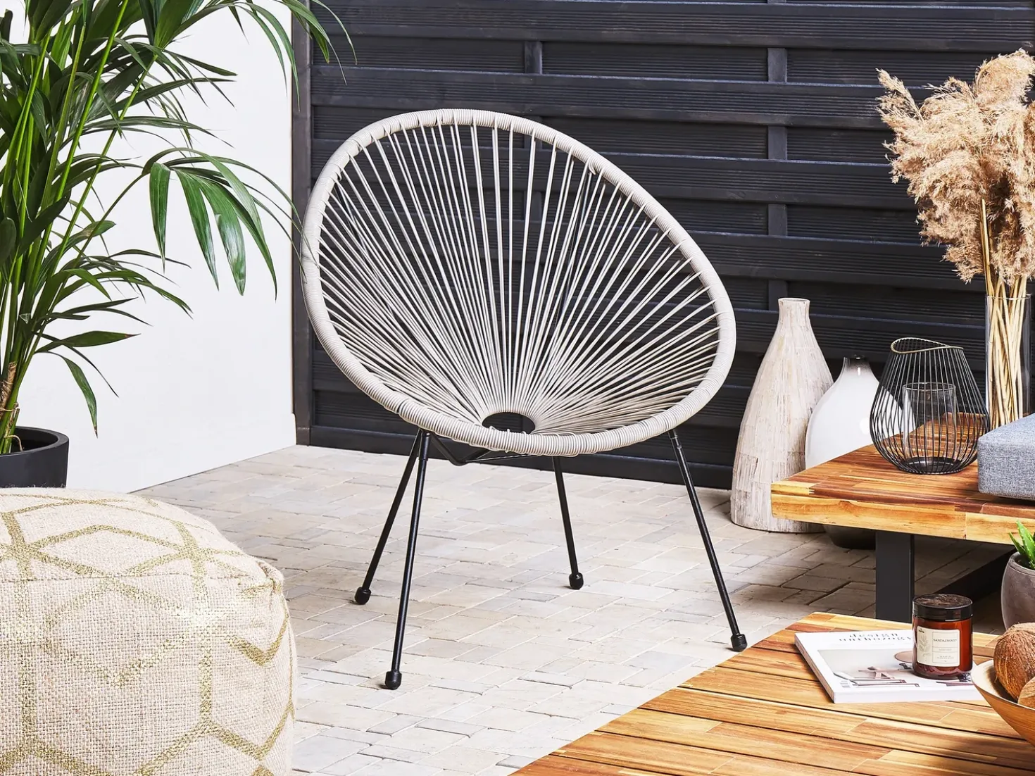 Set bistrot ACAPULCO II Rattan sintetico (PE) Grigio chiaro