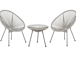 Set bistrot ACAPULCO II Rattan sintetico (PE) Grigio chiaro