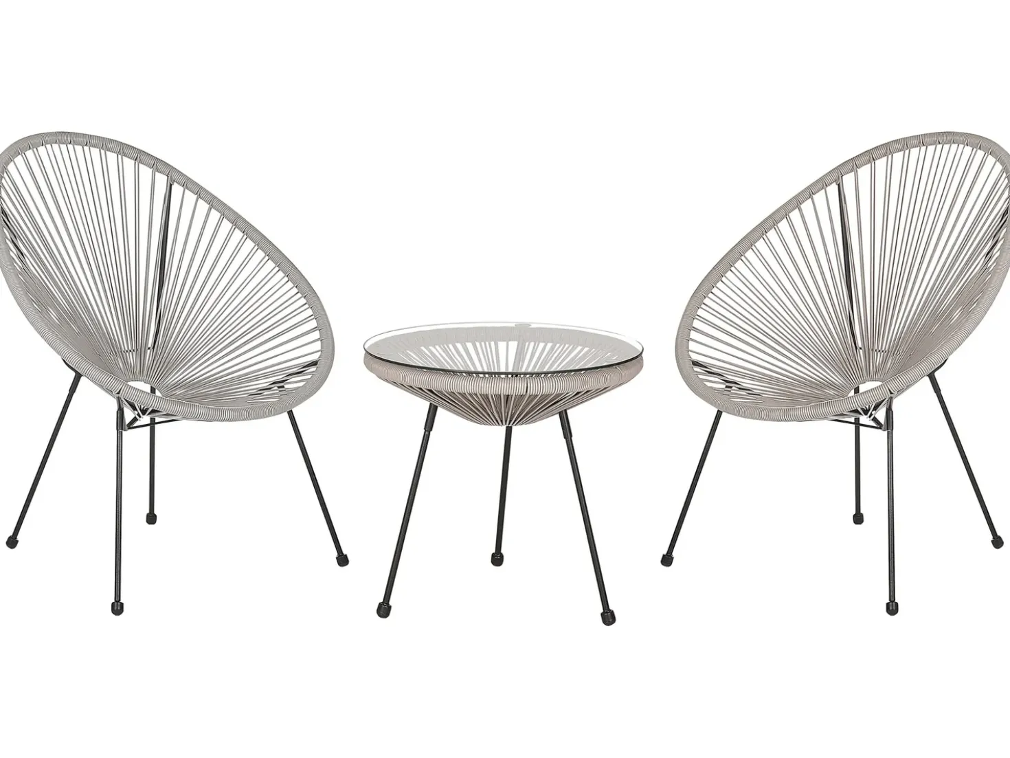 Set bistrot ACAPULCO II Rattan sintetico (PE) Grigio chiaro