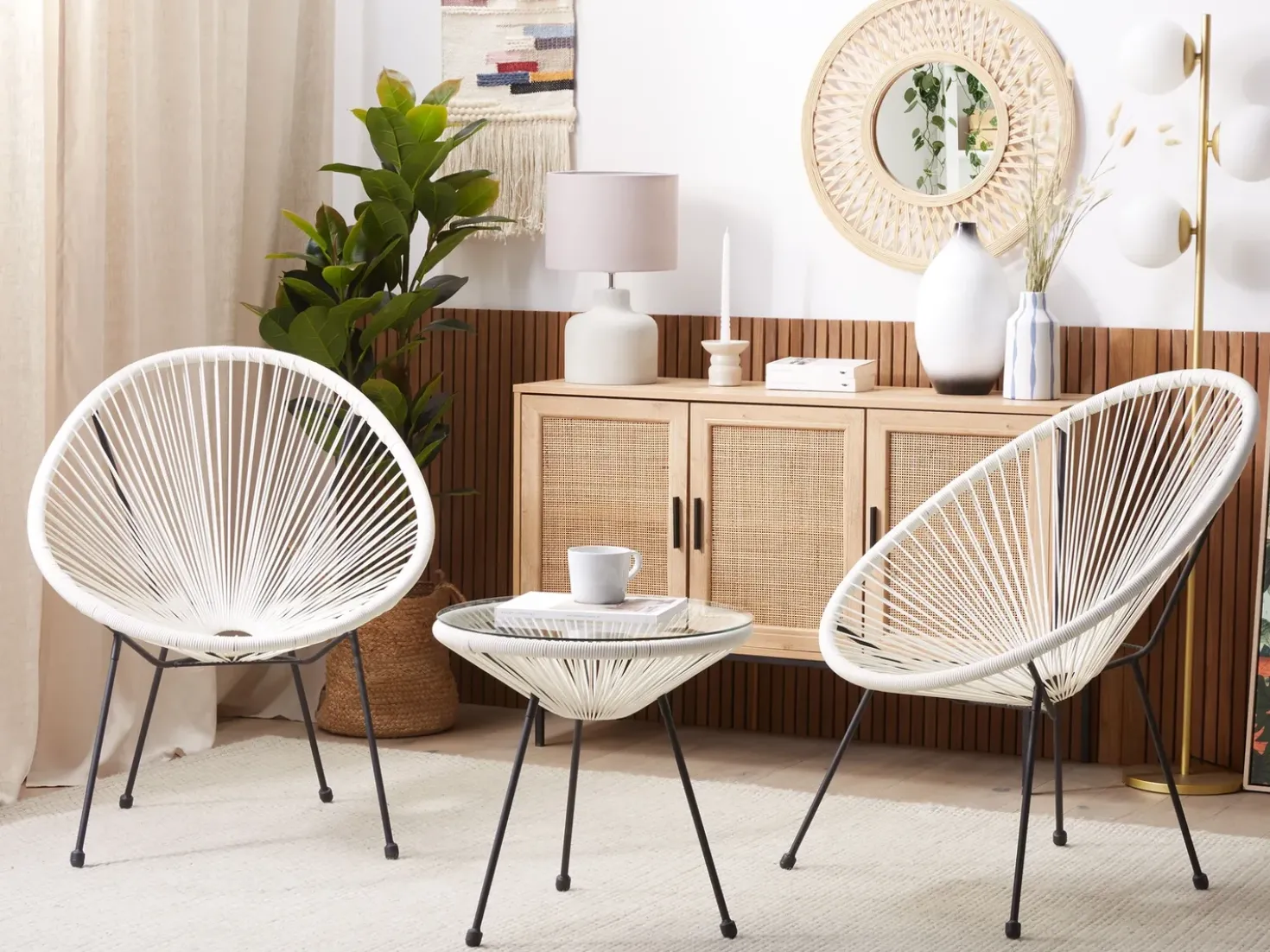 Set bistrot ACAPULCO II Rattan sintetico (PE) Bianco