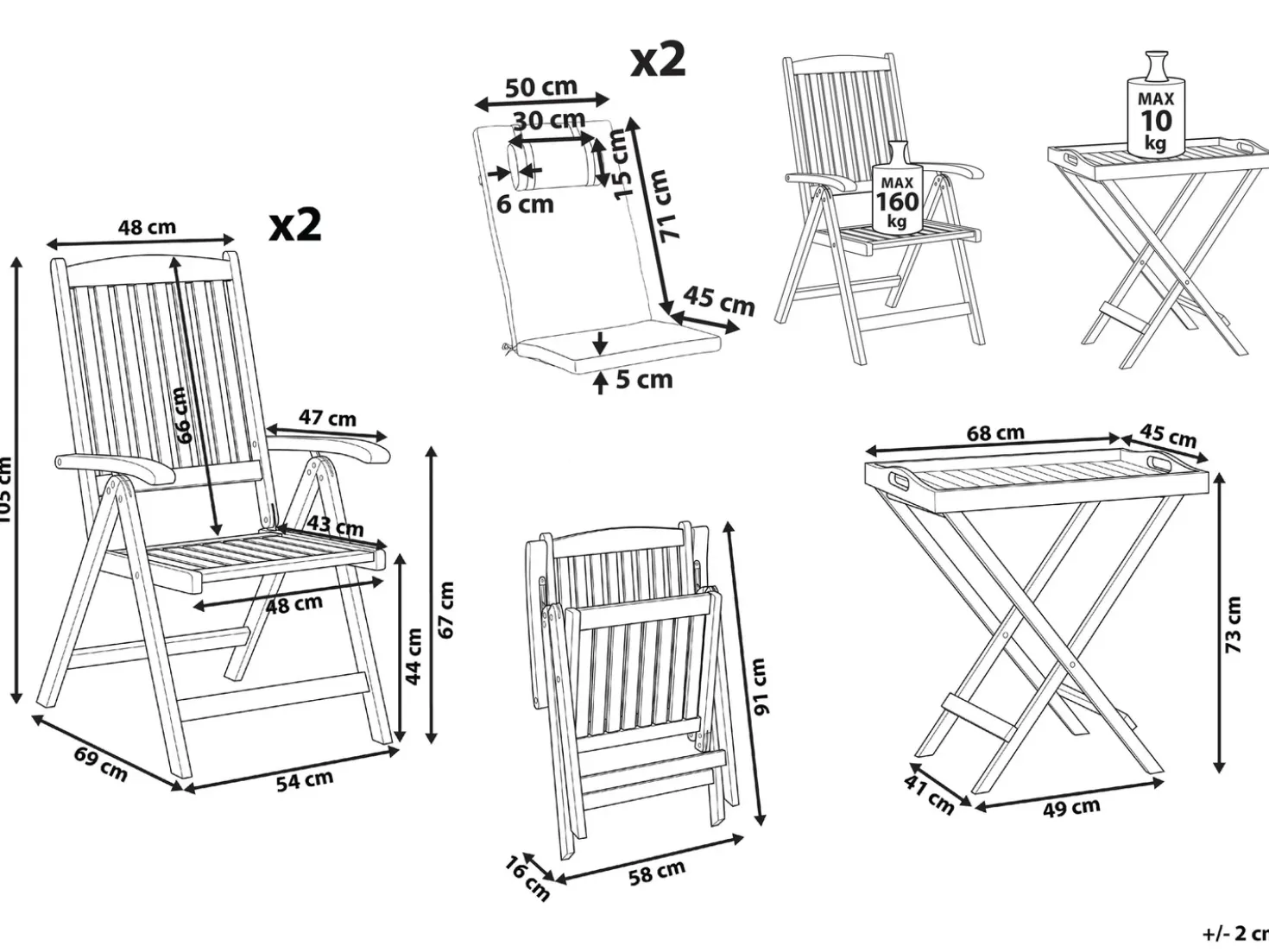 Set bistrot AMANTEA PREMIUM Legno d'acacia Tortora