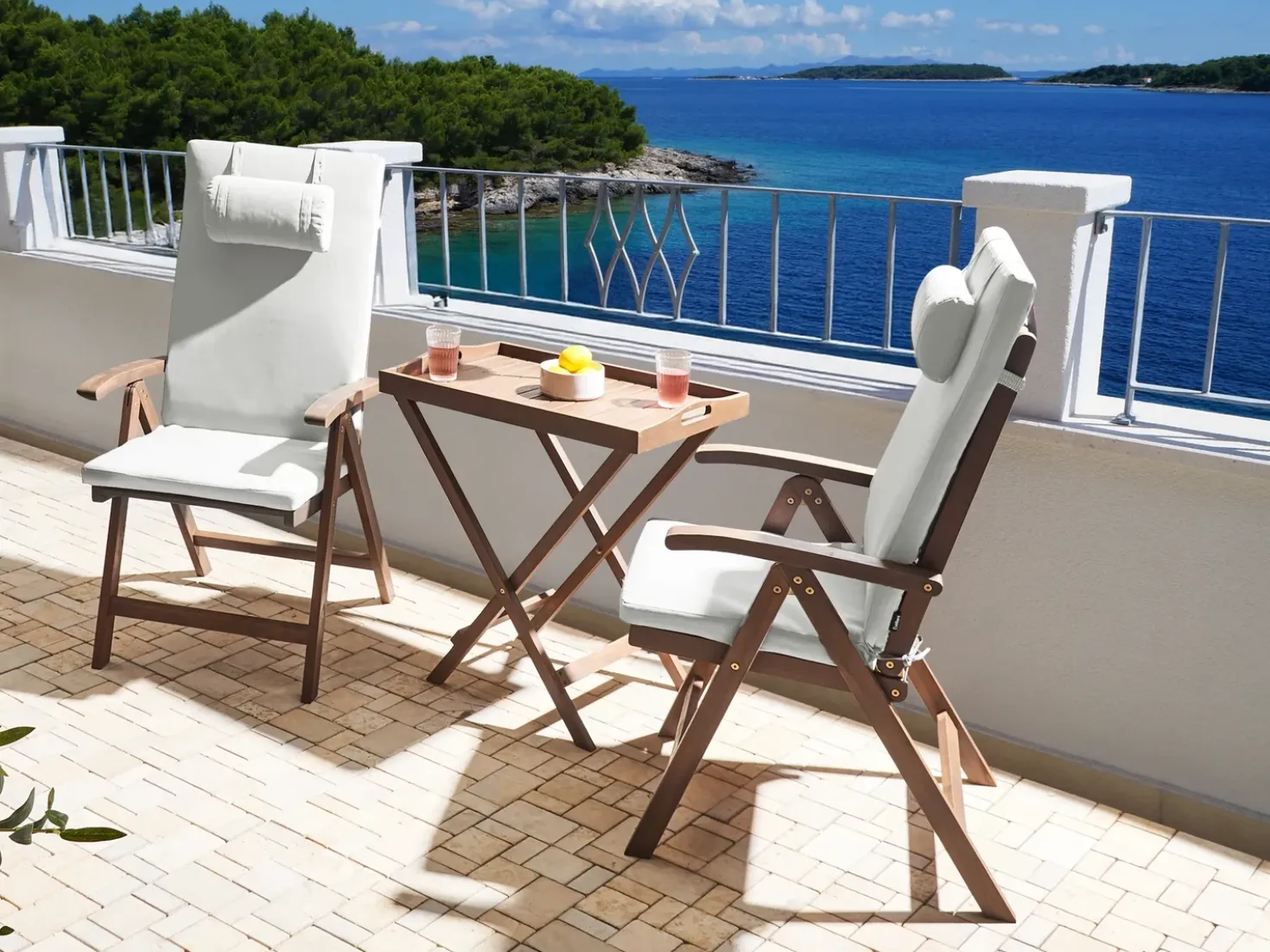 Set bistrot AMANTEA PREMIUM Legno d'acacia Bianco sporco