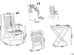 Set bistrot AMANTEA PREMIUM Legno d'acacia Bianco sporco