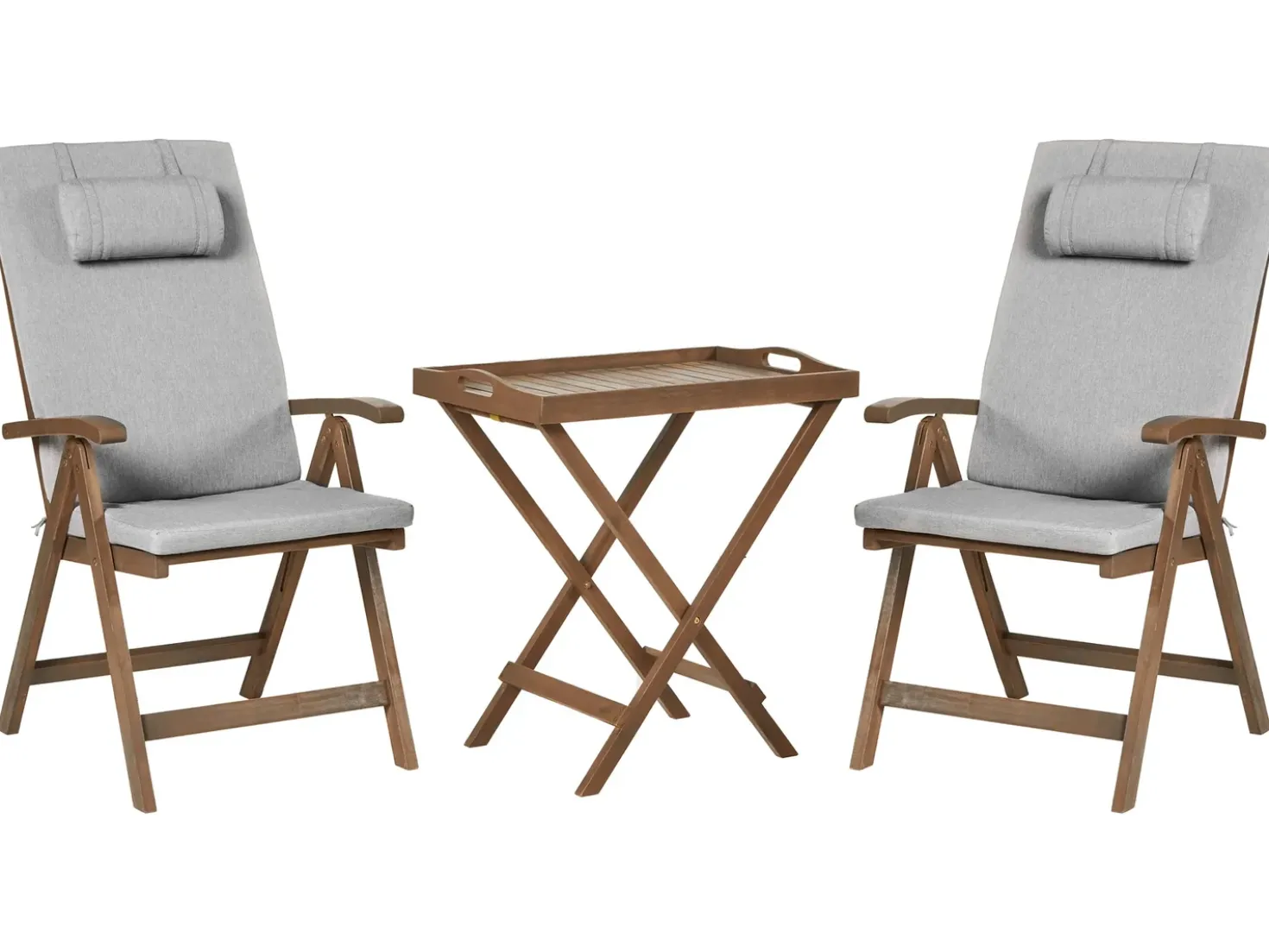 Set bistrot AMANTEA PREMIUM Legno d'acacia Grigio melange