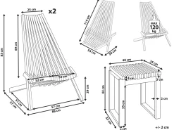 Set bistrot BELLANO Legno d'acacia Marrone