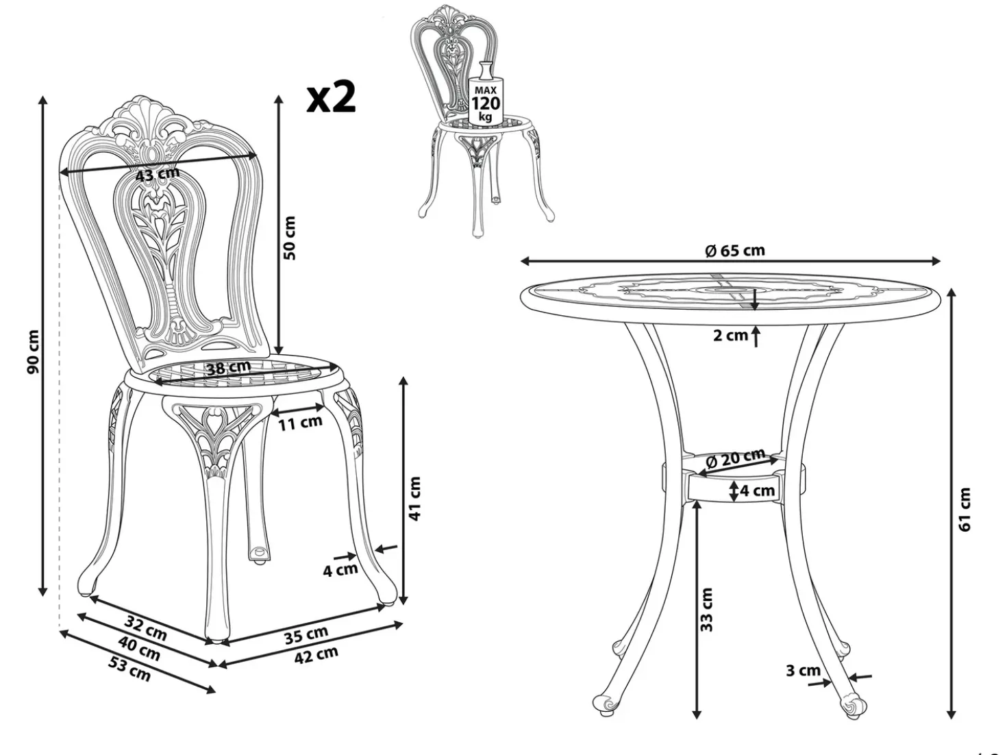 Set bistrot BOVINO Metallo Marrone scuro