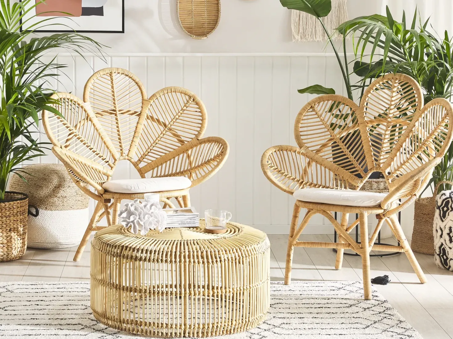 Set bistrot con cuscini FLORENTINE / LIMNI Rattan Beige