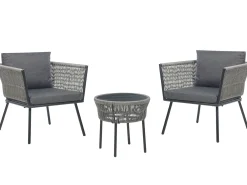 Set bistrot con cuscini GARGANO Rattan sintetico (PE) Grigio
