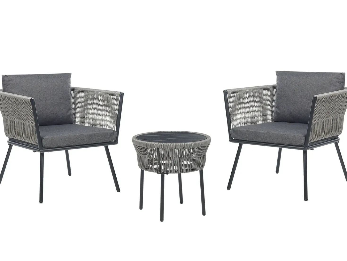 Set bistrot con cuscini GARGANO Rattan sintetico (PE) Grigio