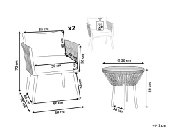 Set bistrot con cuscini GARGANO Rattan sintetico (PE) Naturale