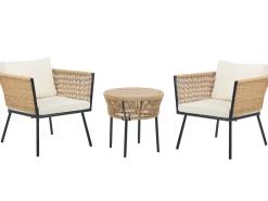 Set bistrot con cuscini GARGANO Rattan sintetico (PE) Naturale