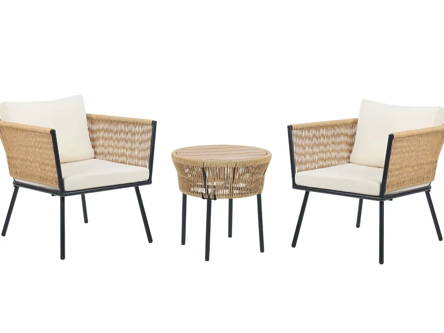 Set bistrot con cuscini GARGANO Rattan sintetico (PE) Naturale