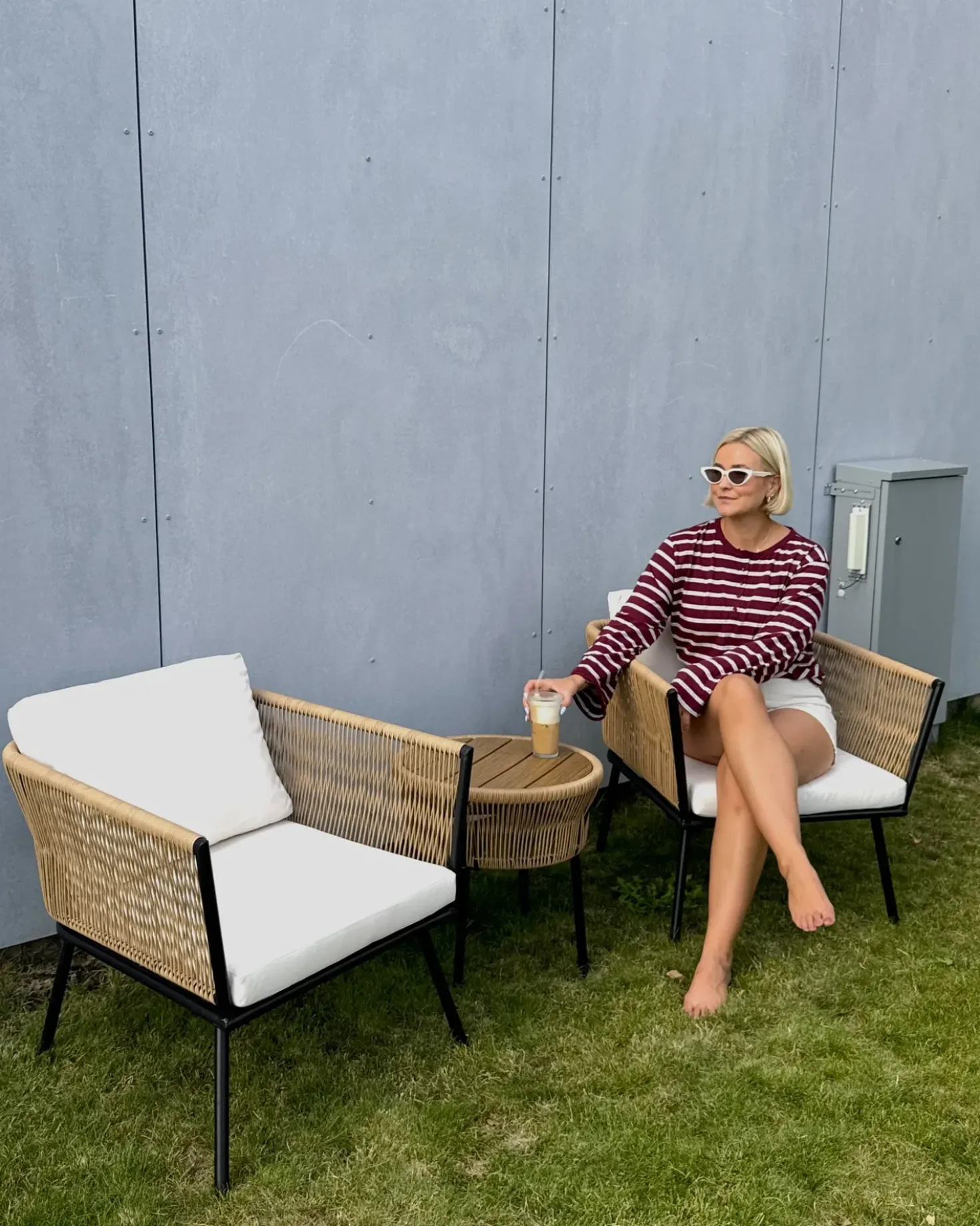 Set bistrot con cuscini GARGANO Rattan sintetico (PE) Naturale