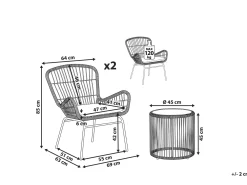 Set bistrot con cuscini LABICO Rattan sintetico (PE) Marrone chiaro