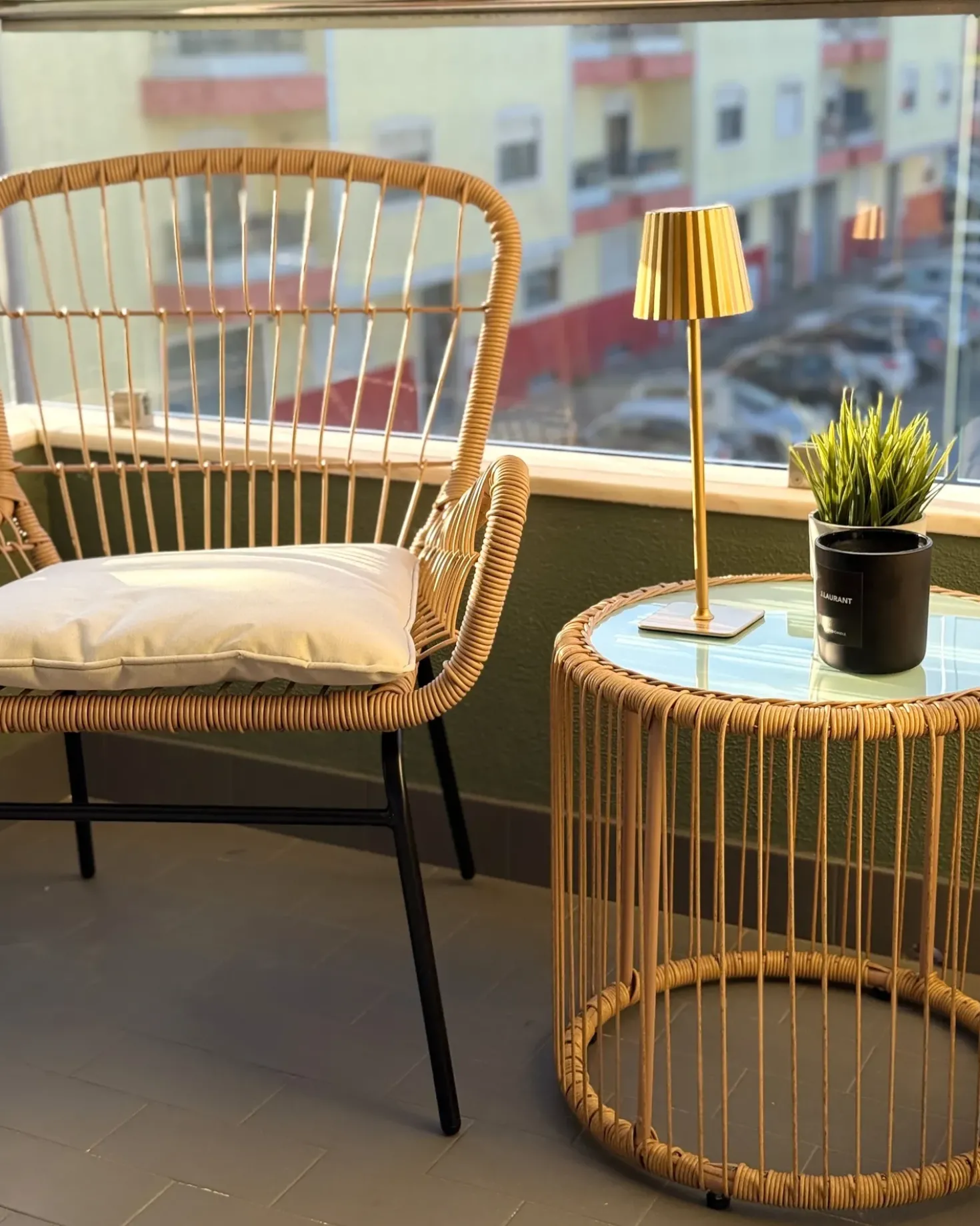 Set bistrot con cuscini LABICO Rattan sintetico (PE) Marrone chiaro