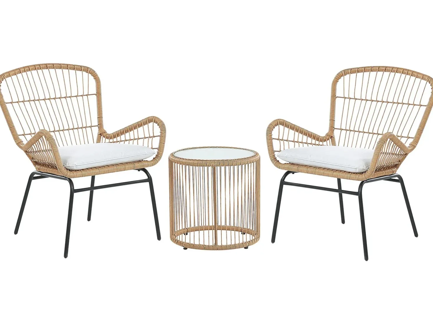 Set bistrot con cuscini LABICO Rattan sintetico (PE) Marrone chiaro