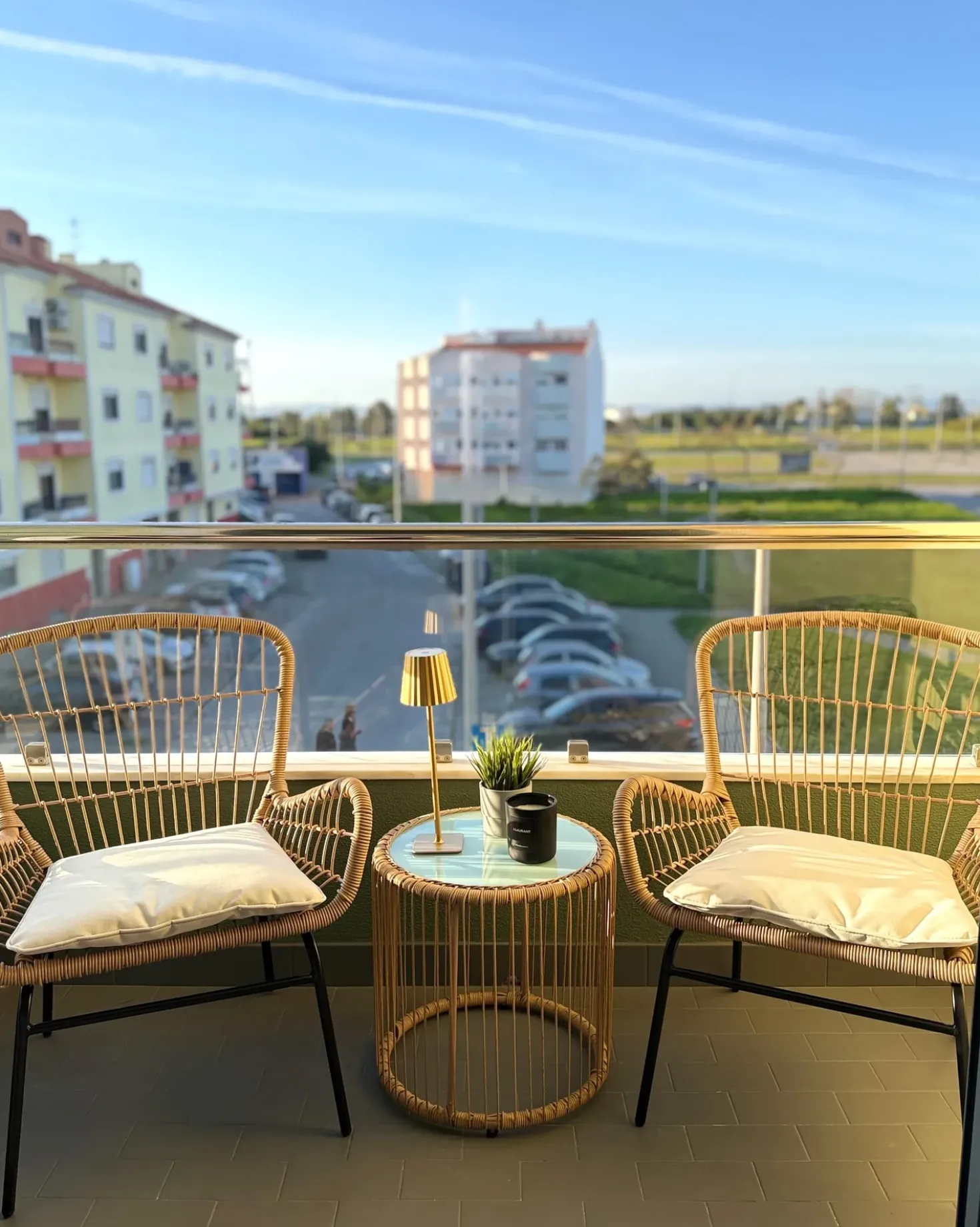 Set bistrot con cuscini LABICO Rattan sintetico (PE) Marrone chiaro