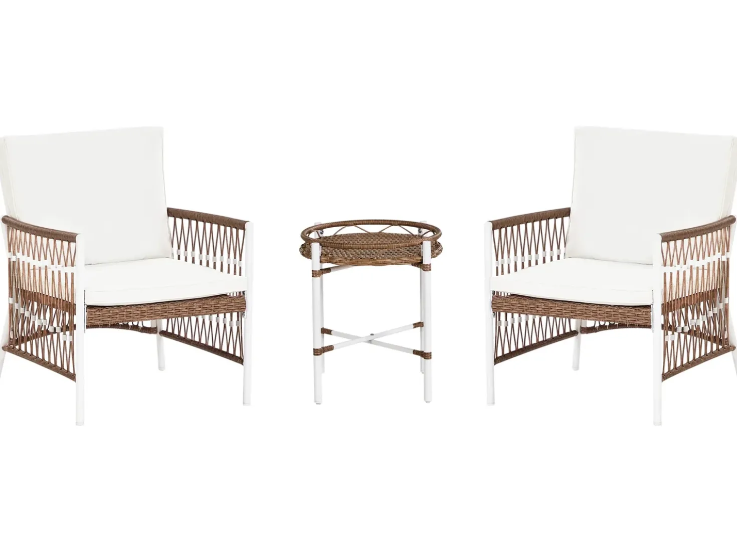 Set bistrot con cuscini LEVICO Metallo Bianco
